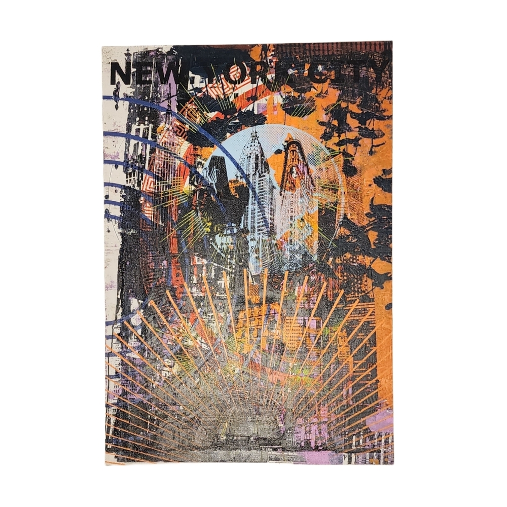 One-of-a-kind, NYC Graphic Print. screen-printed by hand NYC Skyline. 19x13"